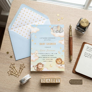 Slaap Safari Dieren Baby Shower Uitnodiging