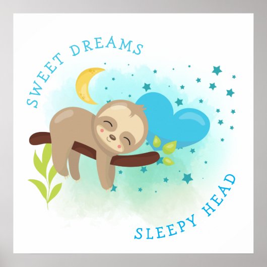 Slaap Slaap Sweet Dreams Slapy Head Baby Boy Poster (Voorkant)