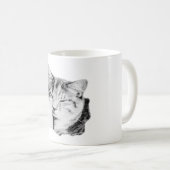 Slaap Tabby Cat Monochrome Art Mok (Voorkant rechts)