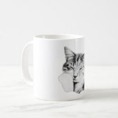 Slaap Tabby Cat Monochrome Art Mok (Voorkant links)