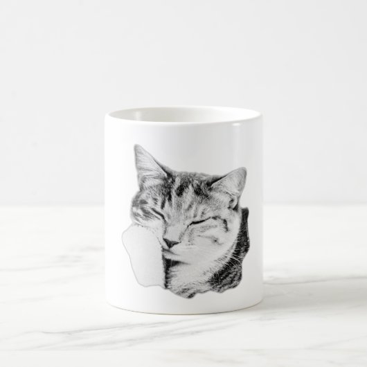 Slaap Tabby Cat Monochrome Art Mok (Center)