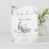 Slaap Teddybeer Baby Shower Kaart (Staand voorkant)