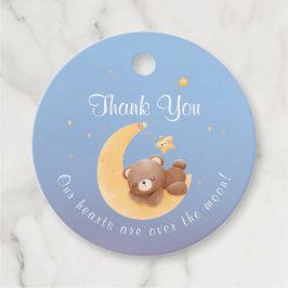 Slaap Teddybeer Maan Zachte Blauwe Baby Shower Bedankjes Labels