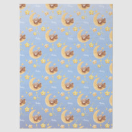 Slaap Teddybeer Maan Zachte Blauwe Baby Shower Tissuepapier
