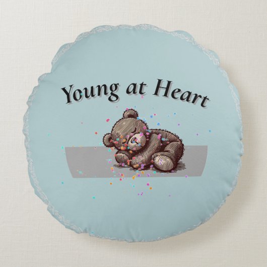 Slaap Teddybeer Ronde Kussen (Voorkant)