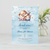 Slaap teddybeer wolk 9 Boy Baby shower Kaart (Staand voorkant)