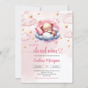 Slaap teddybeer wolk 9 meisje baby shower kaart