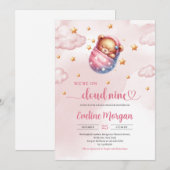 Slaap teddybeer wolk negen meisje baby shower kaart (Voorkant / Achterkant)