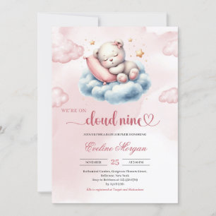 Slaap teddybeer wolk negen meisje baby shower kaart