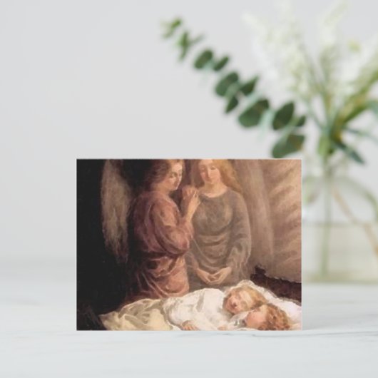 Slaap - Twee beschermengels en kinderen Briefkaart (Staand voorkant)