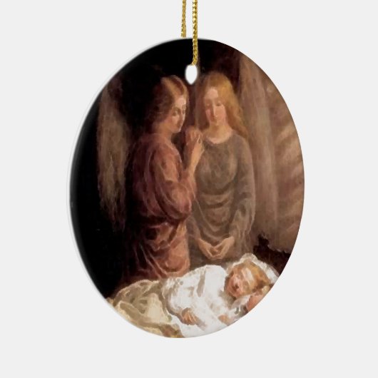 Slaap - Twee beschermengels en kinderen Keramisch Ornament (Rechts)