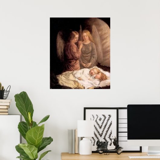 Slaap - Twee beschermengels en kinderen Poster (Thuiskantoor)