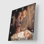 Slaap - Twee beschermengels en kinderen Vierkante Klok (Hoek)