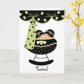 Slaap Tweeling Baby's Nieuwe Baby Wenskaart Kaart (Gele Bloem)