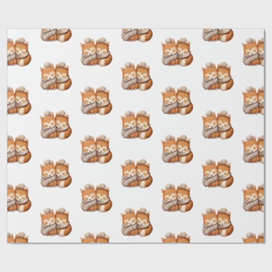 Slaap Twin Baby vossen Cadeaupapier (Vlak)