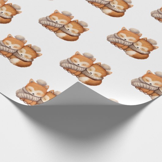 Slaap Twin Baby vossen Cadeaupapier (Hoek)