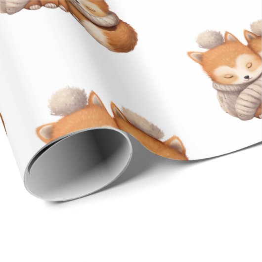 Slaap Twin Baby vossen Cadeaupapier (Rol Hoek)