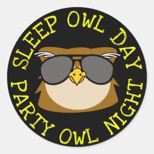 Slaap Uil Dag Ronde Sticker