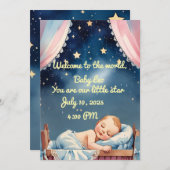 "Slaap Uitnodiging voor Baby Jongen (Voorkant / Achterkant)