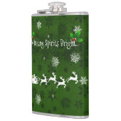 Slaap van de groene kerstman en rendier heupfles (Links)