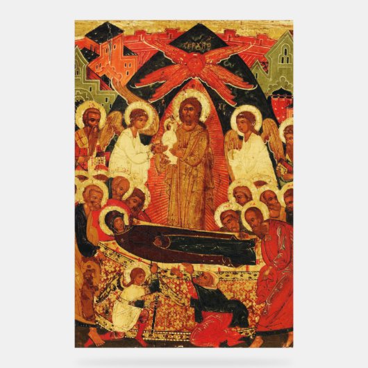Slaap van de Moeder Gods orthodoxe icoon  Acryl Bord (Voorkant)