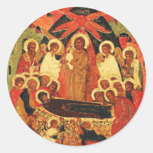 Slaap van de Moeder Gods orthodoxe icoon Ronde Sticker