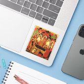 Slaap van de Moeder Gods orthodoxe icoon Sticker (Laptop met iPhone)