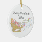 Slaap van kerstmis Unicorn Santa White Keramisch Ornament (Rechts)