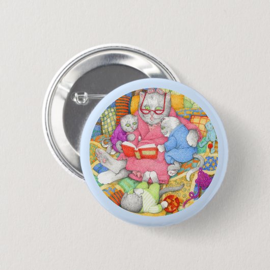 SLAAP VERHAAL Ronde Knoop - Blauw Button 5,7 Cm (Voorkant /achterkant)