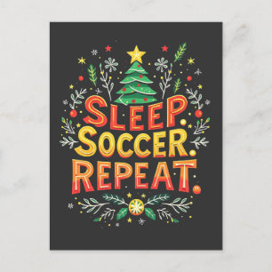 Slaap Voetbal Herhaal Kerstboom Voetballiefhebber Briefkaart