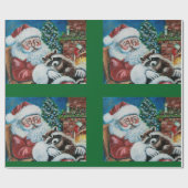 Slaap wasbeer en de kerstman cadeaupapier (Vlak)