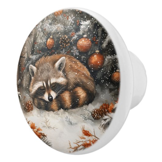 Slaap Wasbeer grillige rustieke kerst Keramische Knop (Rechts)