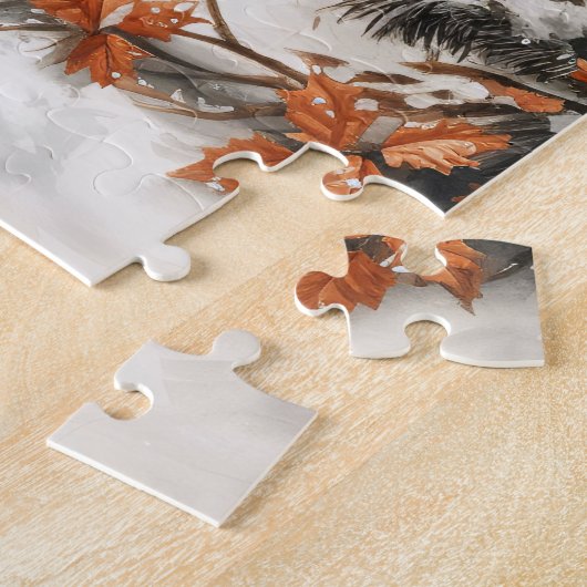 Slaap Wasbeer grillige rustieke kerst Legpuzzel (Zijkant)