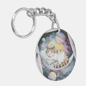 Slaap Waterverf Kat Accessoire Zakje Reiszak Sleutelhanger (Voorkant Links)