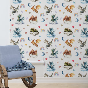 Slaapbaby Draak Nursery Kinderkamer Behang