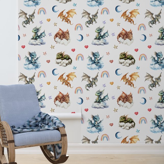 Slaapbaby Draak Nursery Kinderkamer Behang (Creator heeft geüpload)