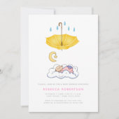 Slaapbaby meisje douche geel paraplu kaart (Voorkant)