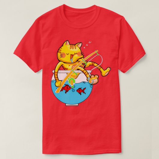 Slaapbak Aquarium Fish Bowl Vissen Pole Pet L T-shirt (Design voorkant)