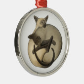 Slaapbak van Siamese katten Metalen Ornament (Rechts)