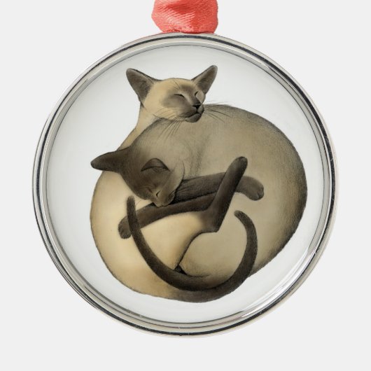 Slaapbak van Siamese katten Metalen Ornament (Voorkant)