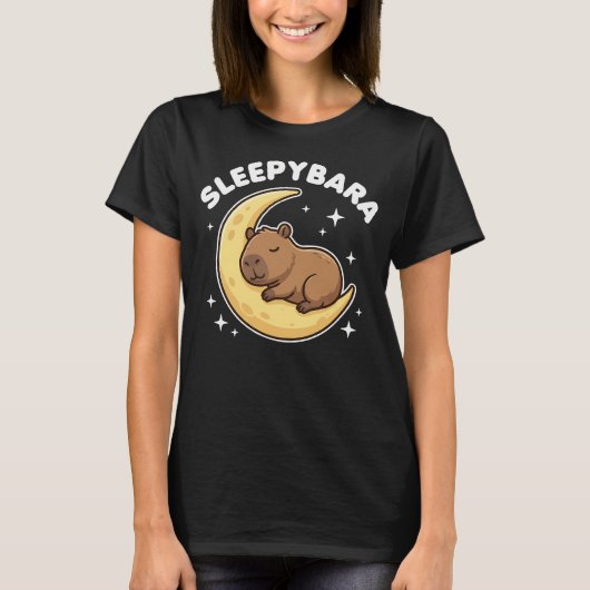 Slaapbebaarde Mooie Capybara T-shirt (Voorkant)