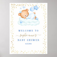 Slaapbeer Jongen Baby Shower Welkom Bord