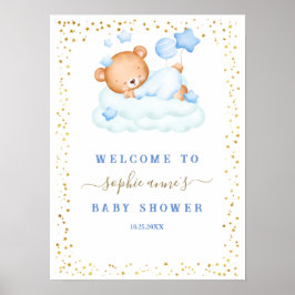 Slaapbeer Jongen Baby Shower Welkom Bord Poster