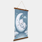 Slaapbeer Persoonlijke Babynaam Hangend Wandkleed (Gebogen)