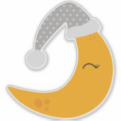Slaapbeweging, nachtkap, cute maan, gele maan sticker (Voorkant)