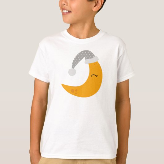 Slaapbeweging, nachtkap, cute maan, gele maan t-shirt (Voorkant)