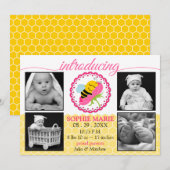 Slaapbijen baby meisje foto geboorte aankondiging (Voorkant / Achterkant)