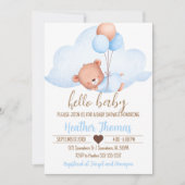 Slaapbruin Beer en Baby shower van de cloud Kaart (Voorkant)