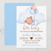 Slaapbruin Beer en Baby shower van de cloud Kaart (Voorkant / Achterkant)