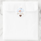 Slaapbruin Beer en Baby shower van de cloud Ronde Sticker (Tas)
